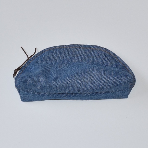 Blue denim bag pouch clutch organizer handmade - Picture 2 of 5